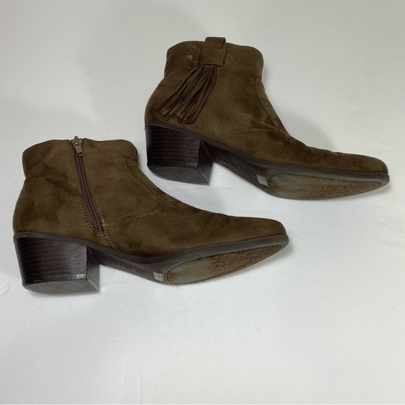 INDIGO RD Brown Suede Ankle Boots Booties w/ Zipper Fringe Women’s 9M. - Picture 9 of 14